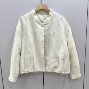 欧语思6806欧洲站2026春时尚 百搭宽松显瘦三角标单排扣夹克短外套