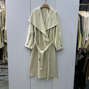 风衣外套女 翻领系带收腰宽松显瘦长款 DV25 7075欧洲站2026春时尚