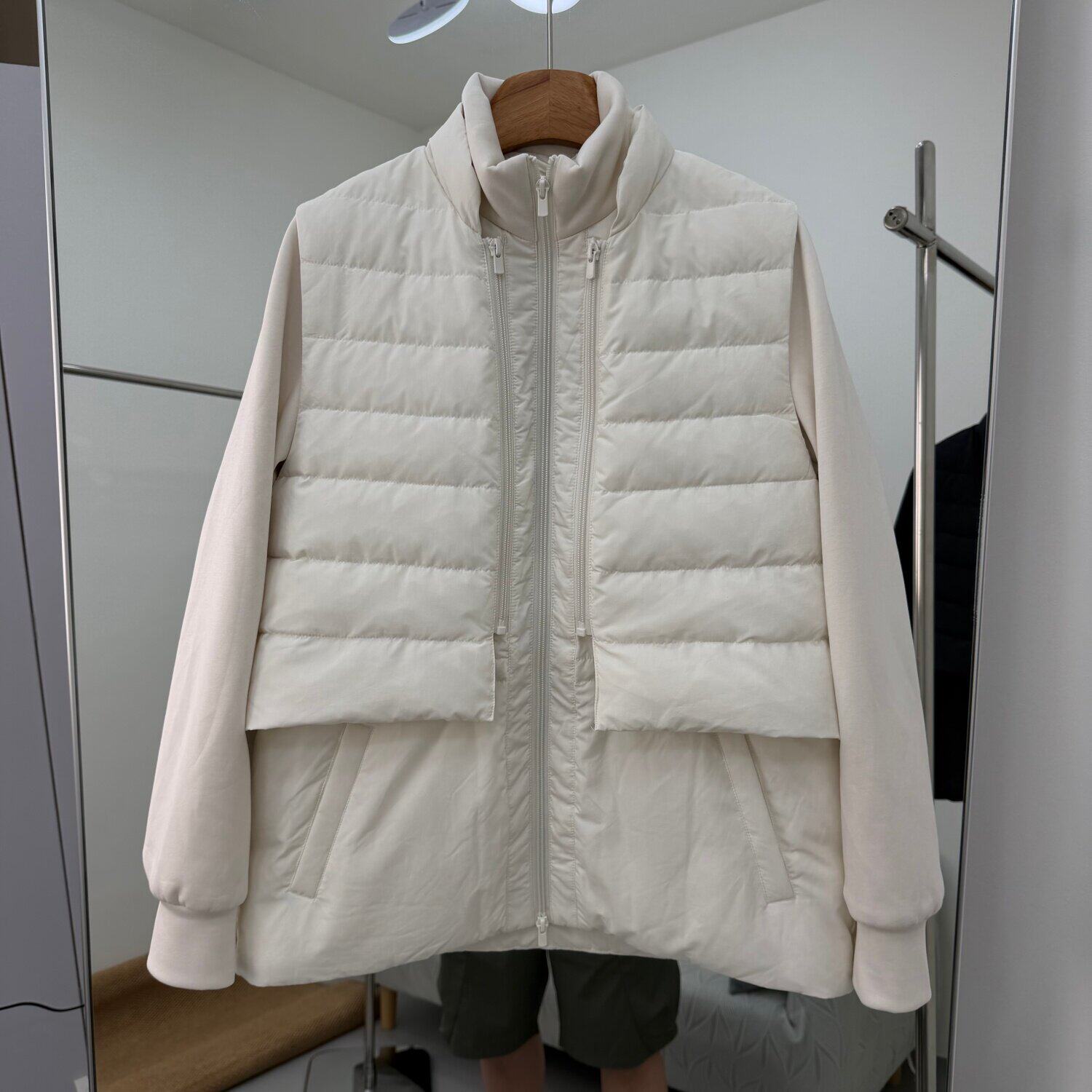 081欧洲站立领拉链可拆分两件套95白鹅绒设计感保暖羽绒服女冬