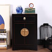 新中式 实木床头柜榆木卧室柜明清古典床边柜小户型收纳小斗柜整装