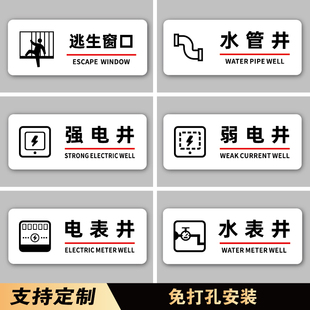 亚克力指示牌强弱电井水表井配电箱水管道井标识牌灭火器消防栓安全出口逃生通道窗口指引牌消防水泵设备房贴