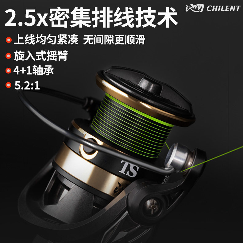 池刃路亚密集排线纺车轮无间隙金属鱼轮远投旋入式渔轮鱼线轮