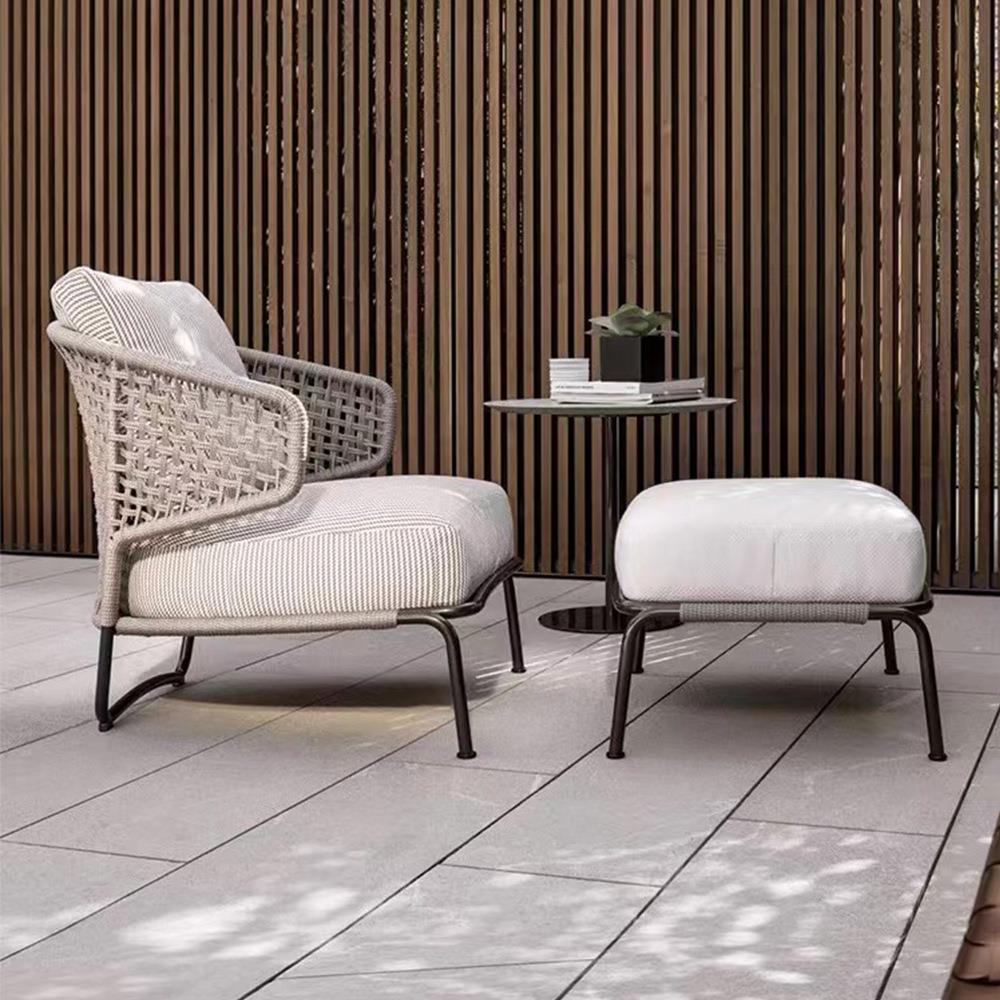 户外沙发花园阳台庭院酒店别墅单人编绳藤编防晒休闲家具桌椅组合