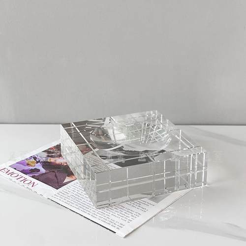 轻奢简约透明K9水晶高档烟灰缸样板房客厅茶几餐桌办公室装饰摆件