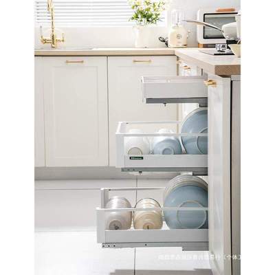 拉篮小尺寸碗碟厨房橱柜350窄柜300抽屉式400柜体450碗架碗篮