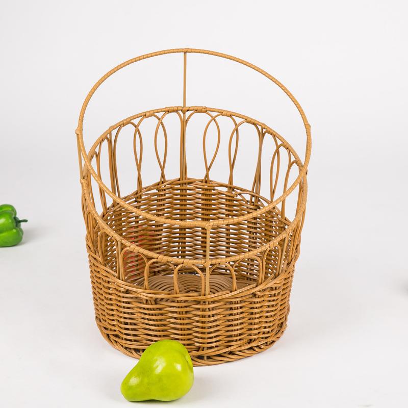 壹藤直销仿藤编织油条筐创意圆形法棍篮烤漆多功能置物篮