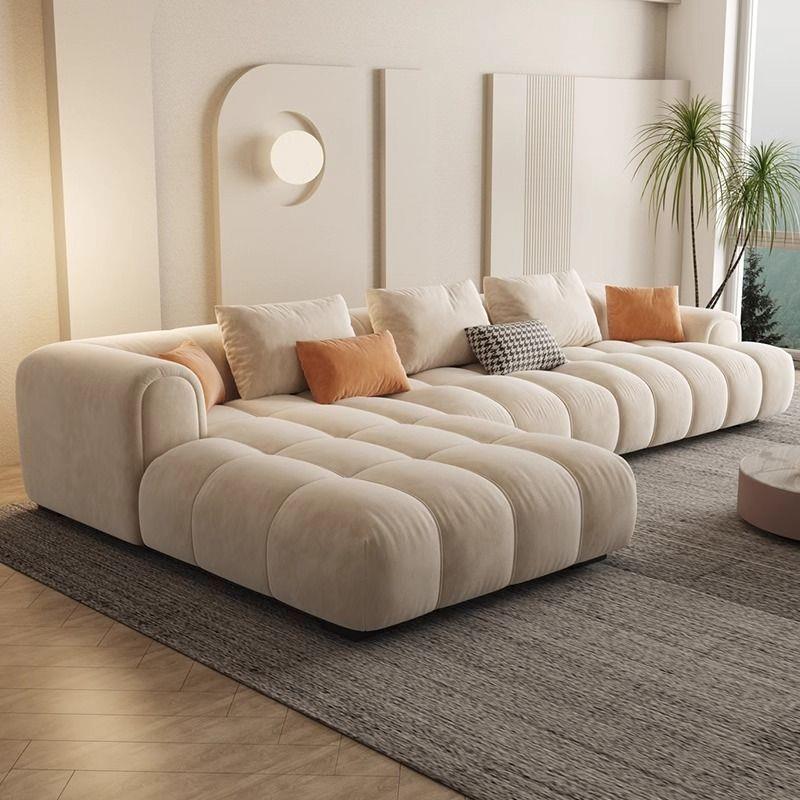 奶油风沙发轻奢法式科技布客厅贵妃转角乳胶简约现代云朵直排沙发