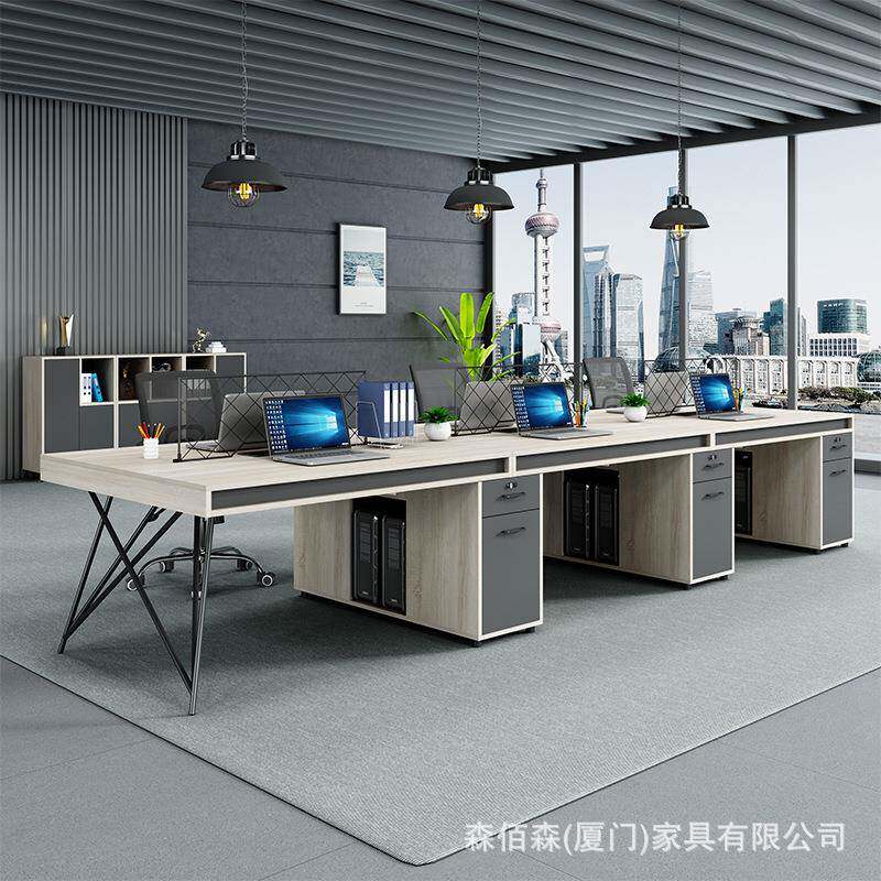 职员办公桌椅组合员工位六双四人屏风财务卡座46厦门泉州家具