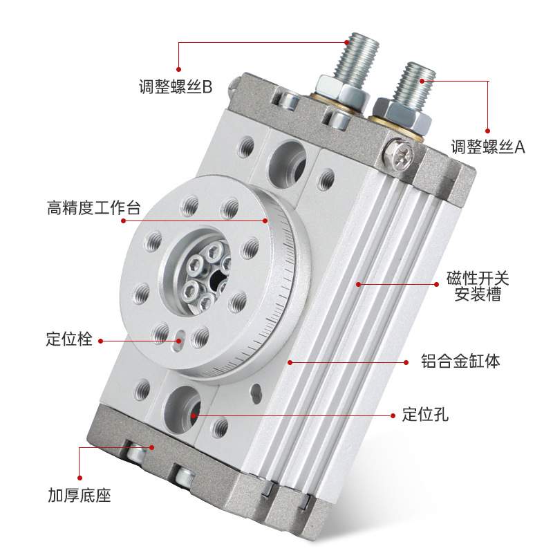 小型摆台180度旋转气缸MSQB/MSQB1A/2A/3A/7A 90度可调回转气缸