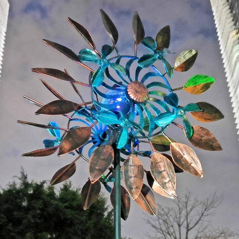 欧美公园展示户外园艺旋转别墅花园庭院装饰竹蜻蜓风车摆件