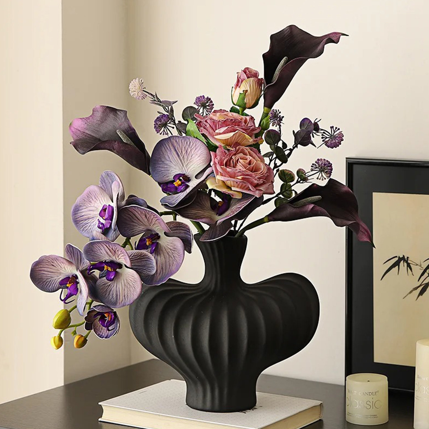 蝴蝶兰花束设计师装饰彷真花摆件客厅餐桌假花高级感逼真花艺摆设