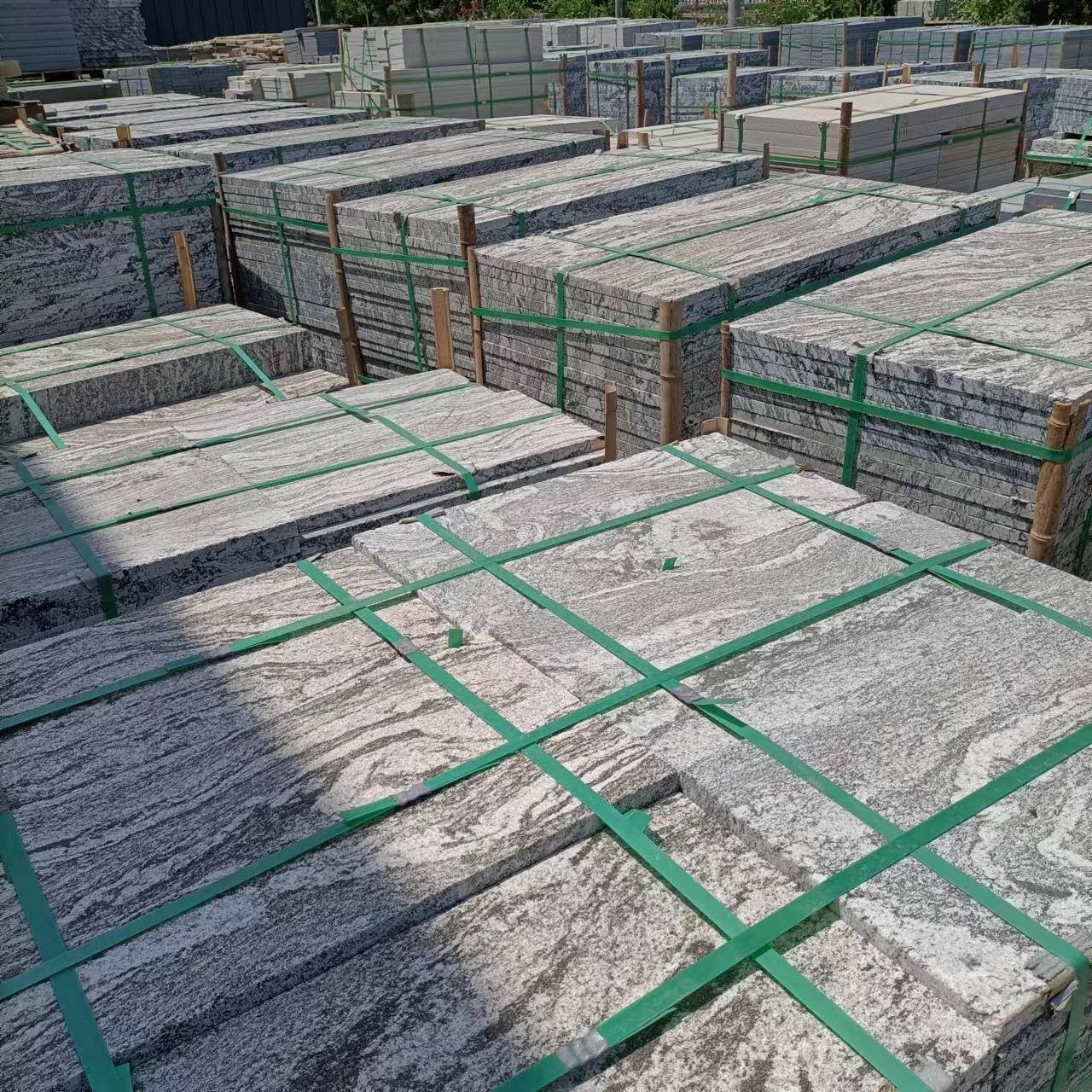 浪淘沙花岗岩浪淘沙石材烧面喷砂面地铺踏步幻彩灰麻