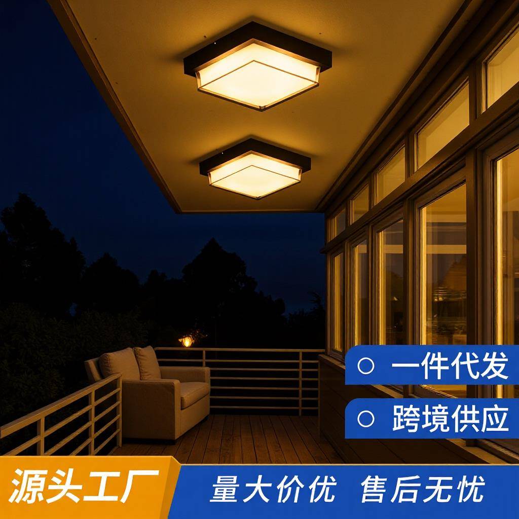 吸顶灯户外防水高级感感应阳台走廊铝材现代方形过道led灯