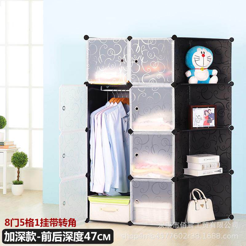 卧室组合儿童衣柜北欧简约家用门口落地塑料多层简易置物架柜收纳