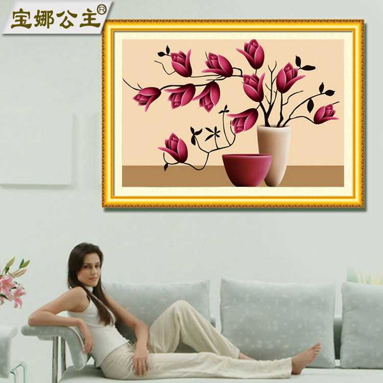 5d魔方钻石画  5d钻石画客厅 钻石绣 满钻新款 悠然花瓶