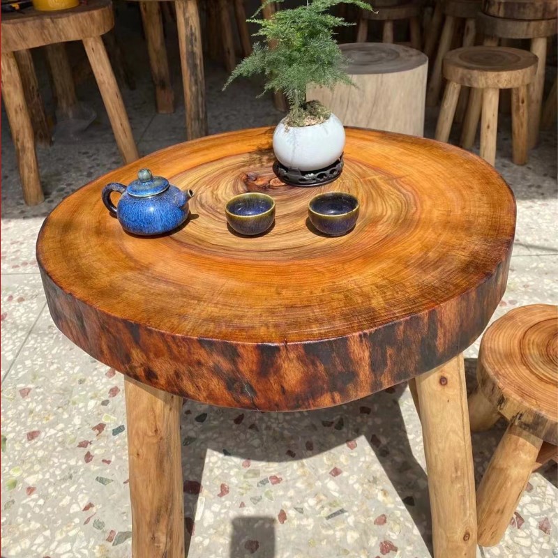 实木茶几边角几小户型原木异形香樟木茶桌民M宿矮桌侘寂风阳台茶