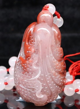天然49*26*22mm 48g玉石项链 桂林鸡血玉石吊坠上朗贵妃冰种白菜