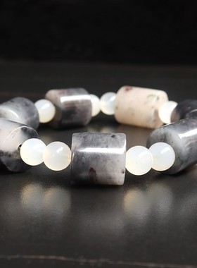 天然桂林鸡血玉石15*14mm7颗 圆珠14颗57g手链乾坤料随型款手串