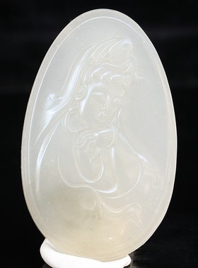 天然32*52*6mm17g玉石挂件桂林鸡血玉石贵妃料黑底红观音挂件