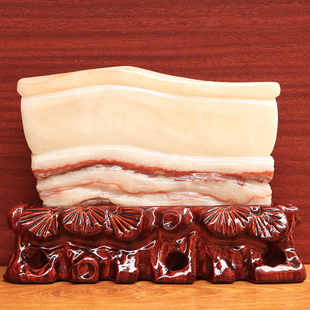 饰雕刻石摆件 2cm1630g五花肉桌面装 天然石材奇石摆件猪肉石22