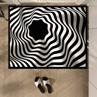 黑白格子入户门地垫家用门垫皮革进门脚垫门口玄关垫子可擦洗地毯