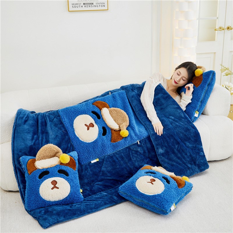 加绒两用抱枕被厚实保暖卡通车载靠垫办公室沙发午睡枕头懒人毛毯