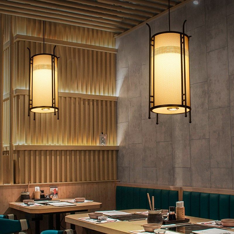 中式餐厅饭店卡座吊灯带射灯餐饮火锅店餐馆大厅条桌专用灯具