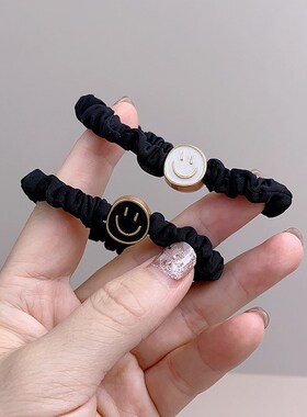 合金黑色大肠发圈女扎头发橡皮筋高级感发绳气质简约头绳儿童头饰