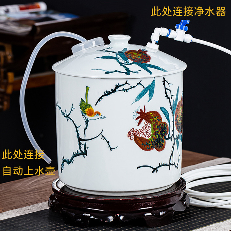 陶瓷饮水机带浮球全自动上水器高端功夫茶桶家用纯净水下置水桶5L