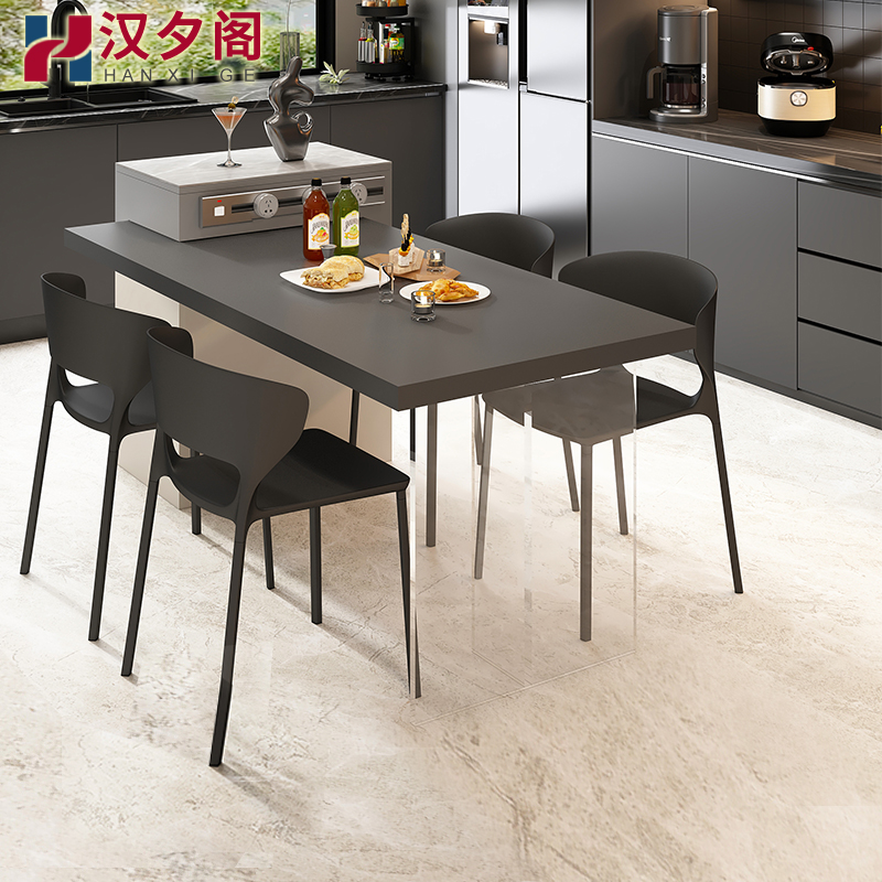 轻奢岩板岛台餐桌一体多功能厨房餐厅悬浮中岛台小户型料理台8E51