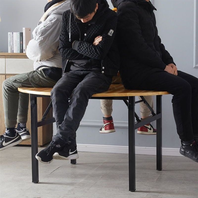 实木可折叠圆桌10人吃饭桌子可收纳家用酒店饭店餐桌带转盘台面板