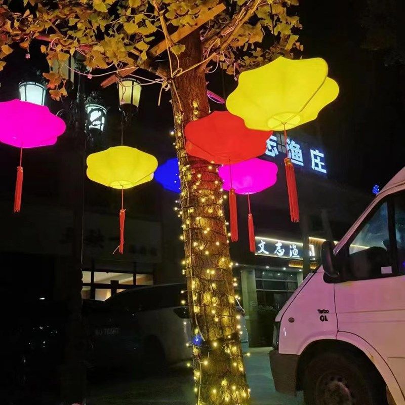 彩灯绕树灯造型八角宫形灯户外庭院街道亮化春节过年氛围灯浪漫