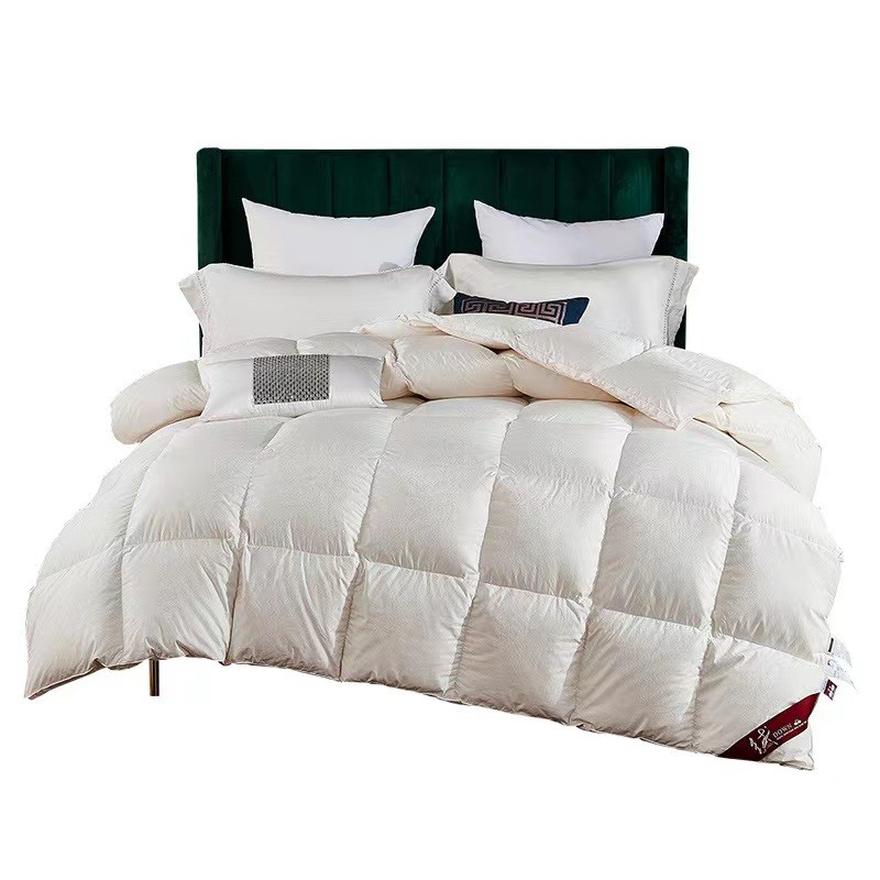 现充98鹅王绒手工大朵吊绒直播定做纯棉静音超柔95冬被羽绒被春秋