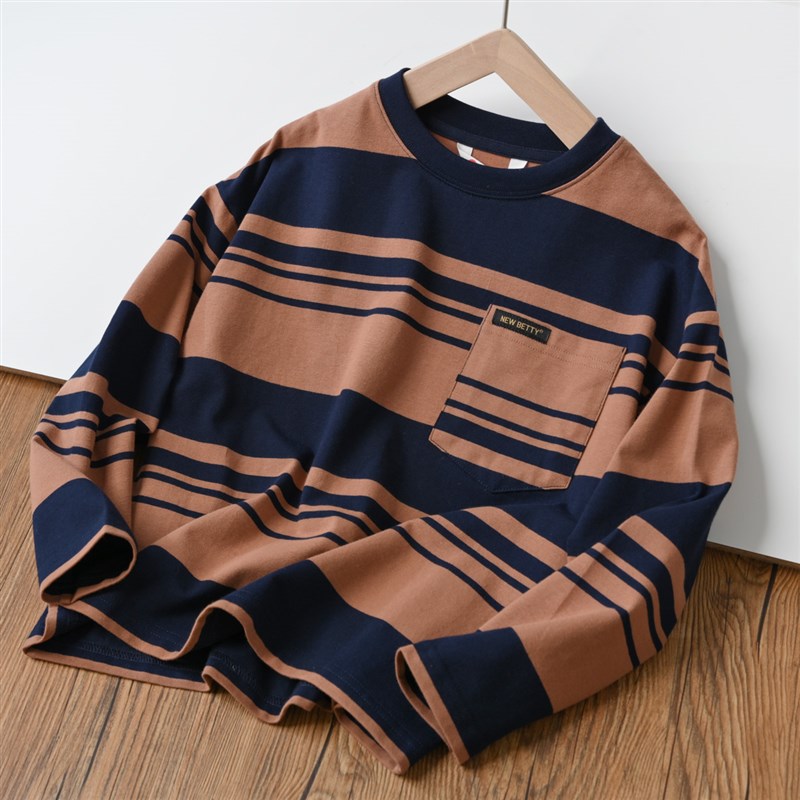 无补儿童条纹长袖T恤 男童女童宽松打底衫 中大童170码 春秋童装