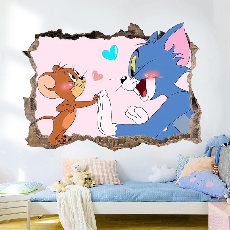 猫和老鼠卡通动漫可爱防水墙贴创意卧室客厅背景墙装饰自粘贴纸