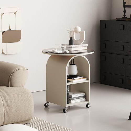 可移动带轮客厅沙发边几玻璃小茶几网红简易小圆桌小户型创意边桌