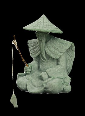 创意桌面姜太公钓鱼青砂石茶宠摆件办公室茶桌茶室禅意茶具装饰品