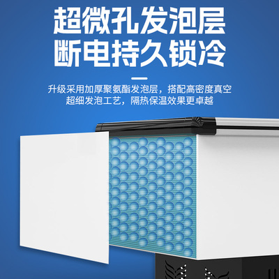 冰柜商用大容量冷藏展示柜保鲜冷冻两用冰箱超市冷柜玻璃卧式岛柜