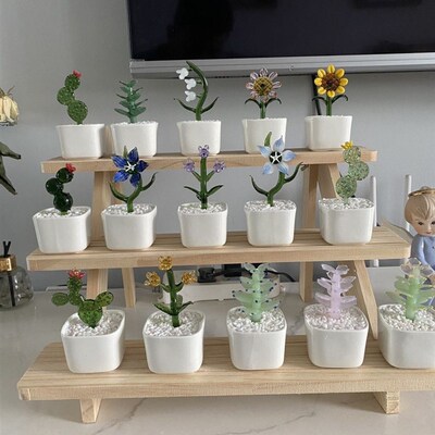 淄博博山陶瓷琉璃大观园琉璃植物盆栽摆件工艺品伴手礼送闺蜜女友