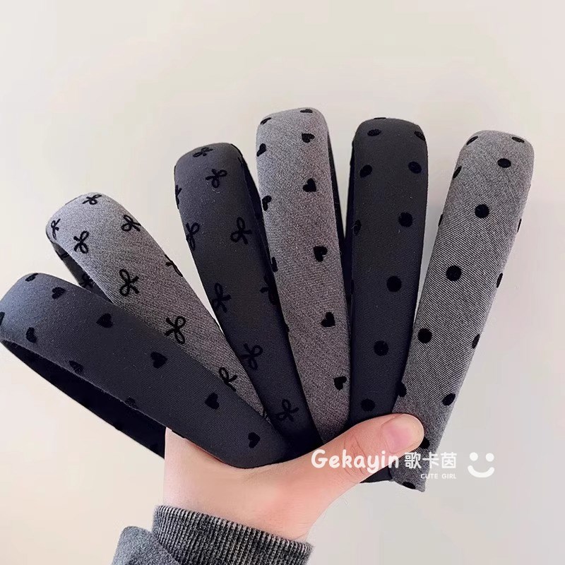 儿童黑色波点发箍高级感女童刘海束发头箍2024新款宝宝发卡不勒头