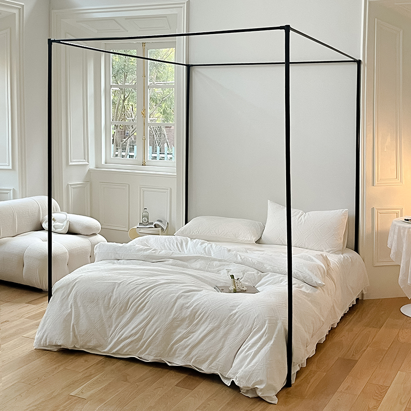 单买家用宫廷固定落地铝合金蚊帐支架卧室民宿不锈钢烤漆支架配件