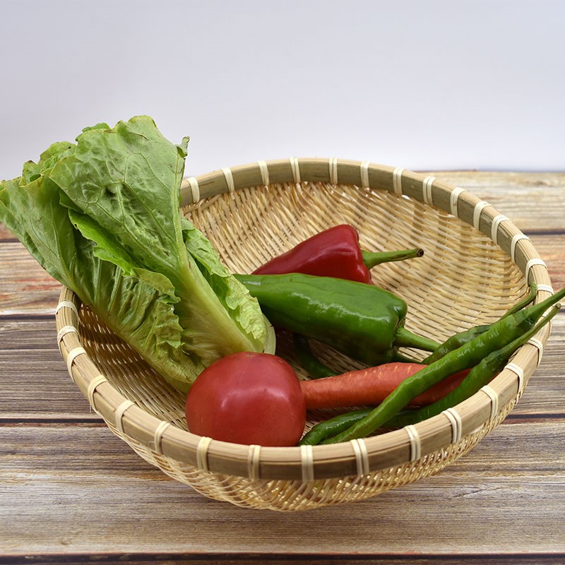 竹编簸箕馒头筐竹制品篮子洗菜装水果道具表演果盘收纳篮小竹筐