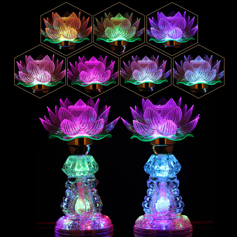 led七彩水晶莲花灯佛前供灯家用供奉观音财神电子荷花长明灯一对,节庆用品/礼品,荷花灯/河灯,淘宝优惠券,粉丝福利购,淘宝优惠卷