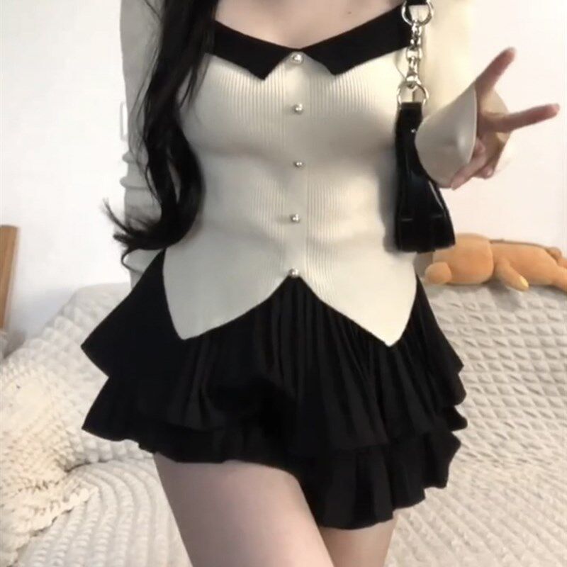 黑色蓬蓬蛋糕短裙女春夏大码微胖mm高腰小个子显瘦a字百褶半身裙