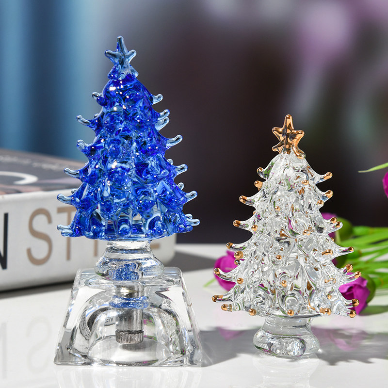 水晶圣诞树摆件圣诞节礼物生日送男女朋友家居客厅装饰绿色平安树