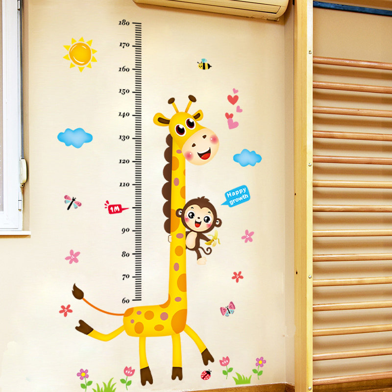 卡通动物身高贴纸宝宝儿童测量记录身高尺墙上贴画自粘墙壁画墙纸,家居饰品,身高贴,淘宝优惠券,粉丝福利购,淘宝优惠卷