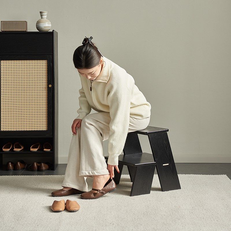 北欧实木梯凳家用沙发边几多功能双层置物架门口换鞋凳创意小板凳,住宅家具,梯凳,淘宝优惠券,粉丝福利购,淘宝优惠卷