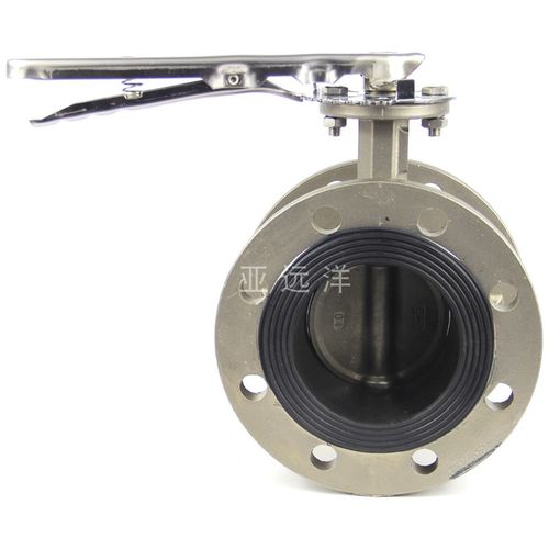 全不锈钢法兰式蝶阀软密封中线D341X-10/16P涡轮手柄手动衬胶DN80