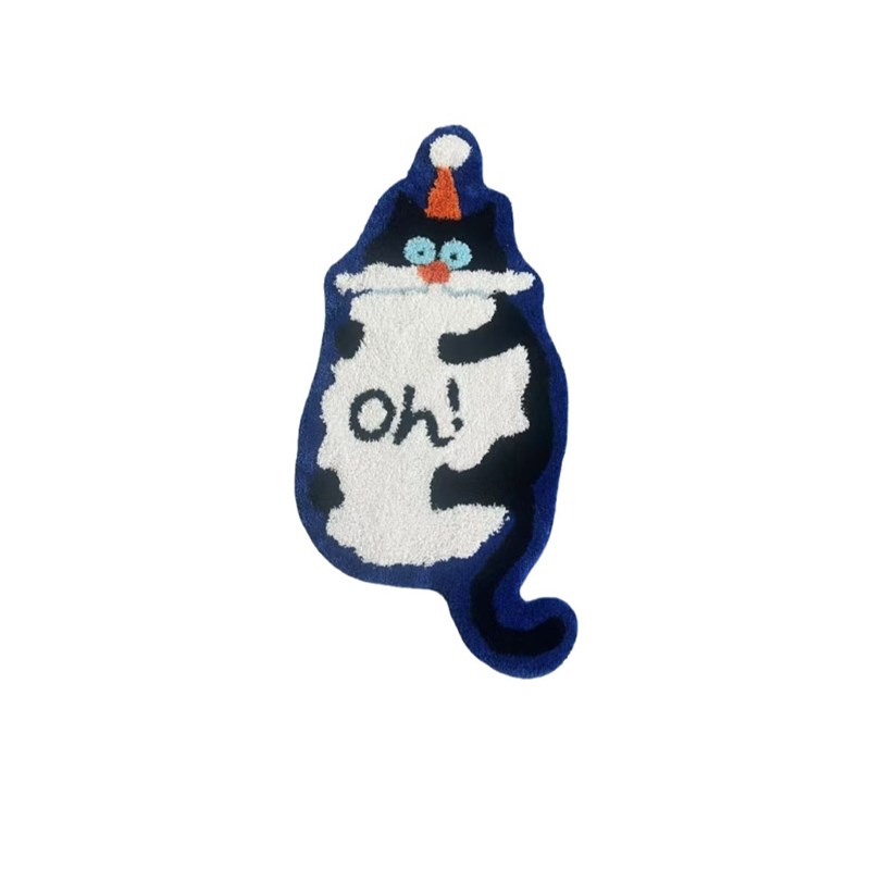 卡通地毯动物小猫小狗植绒地毯床边毯儿童房客厅地毯茶几沙发脚垫