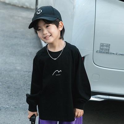 米修叻男童体t恤长袖2024春季新款儿童纯棉打底衫内搭宽松上衣潮